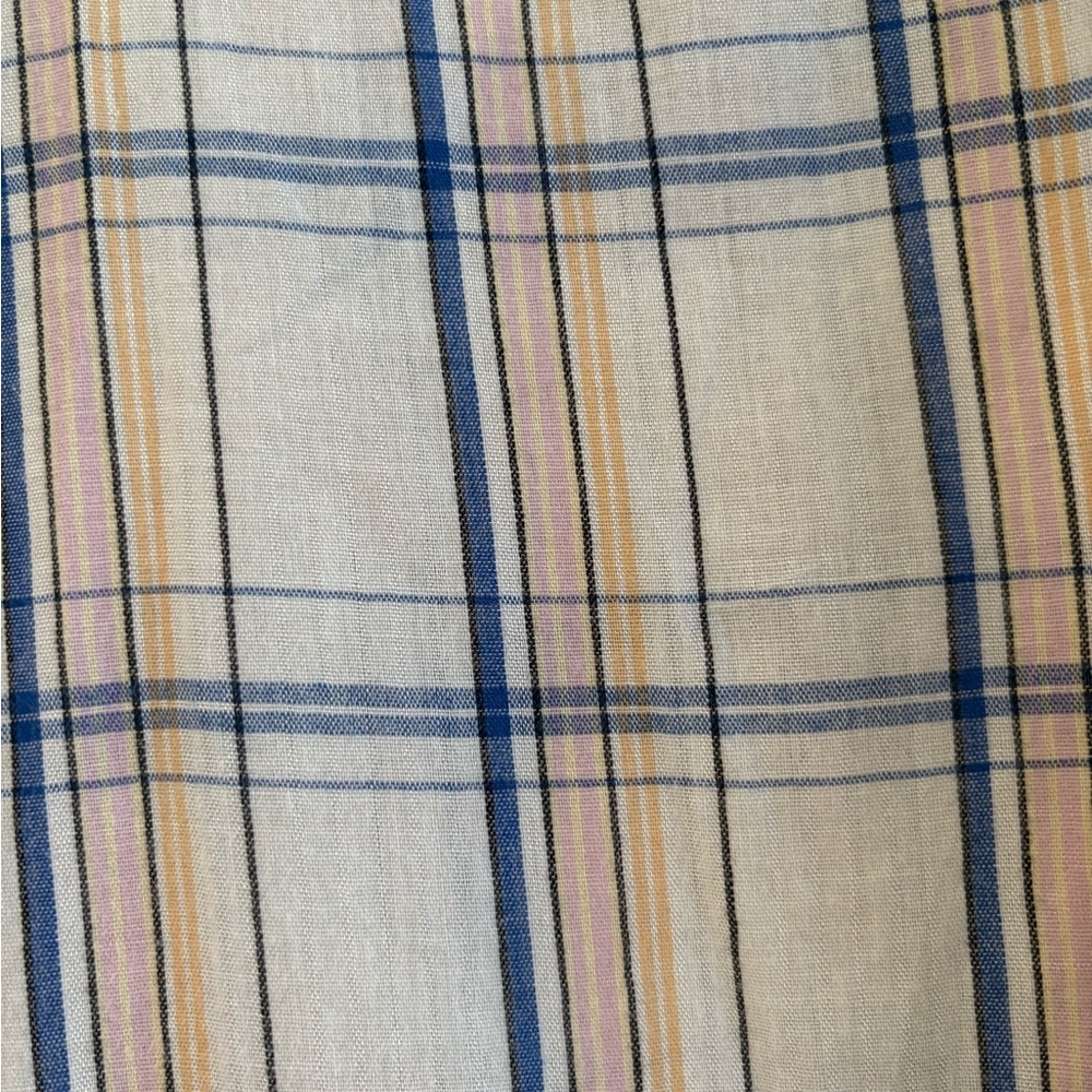 Anthropologie Maeve Plaid Peplum Ruffle Hem Top White Sz 6 preppy sku 520 - Picture 7 of 7